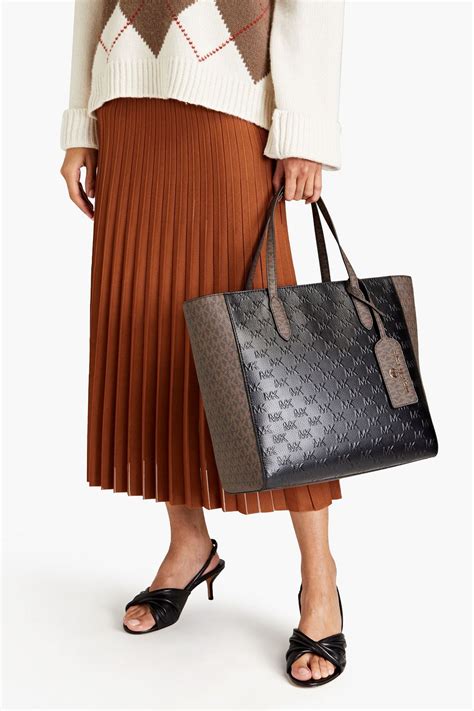 michael kors embossed leather tote|Michael Kors black nylon tote.